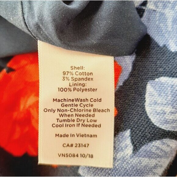 TALBOTS | Floral Cotton Blend Short Mini Skirt Navy Blue & Red Roses Sz 2 - Picture 12 of 12